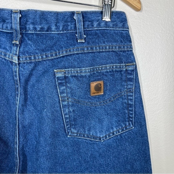 Carhartt Mens Straight Relaxed Fit Blue Denim Work Jeans 100% Cotton Size 36x30 - Picture 7 of 9